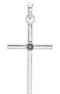 Amethyst Inlay Cross 14k White Gold Pendant (30.6x16.6MM)