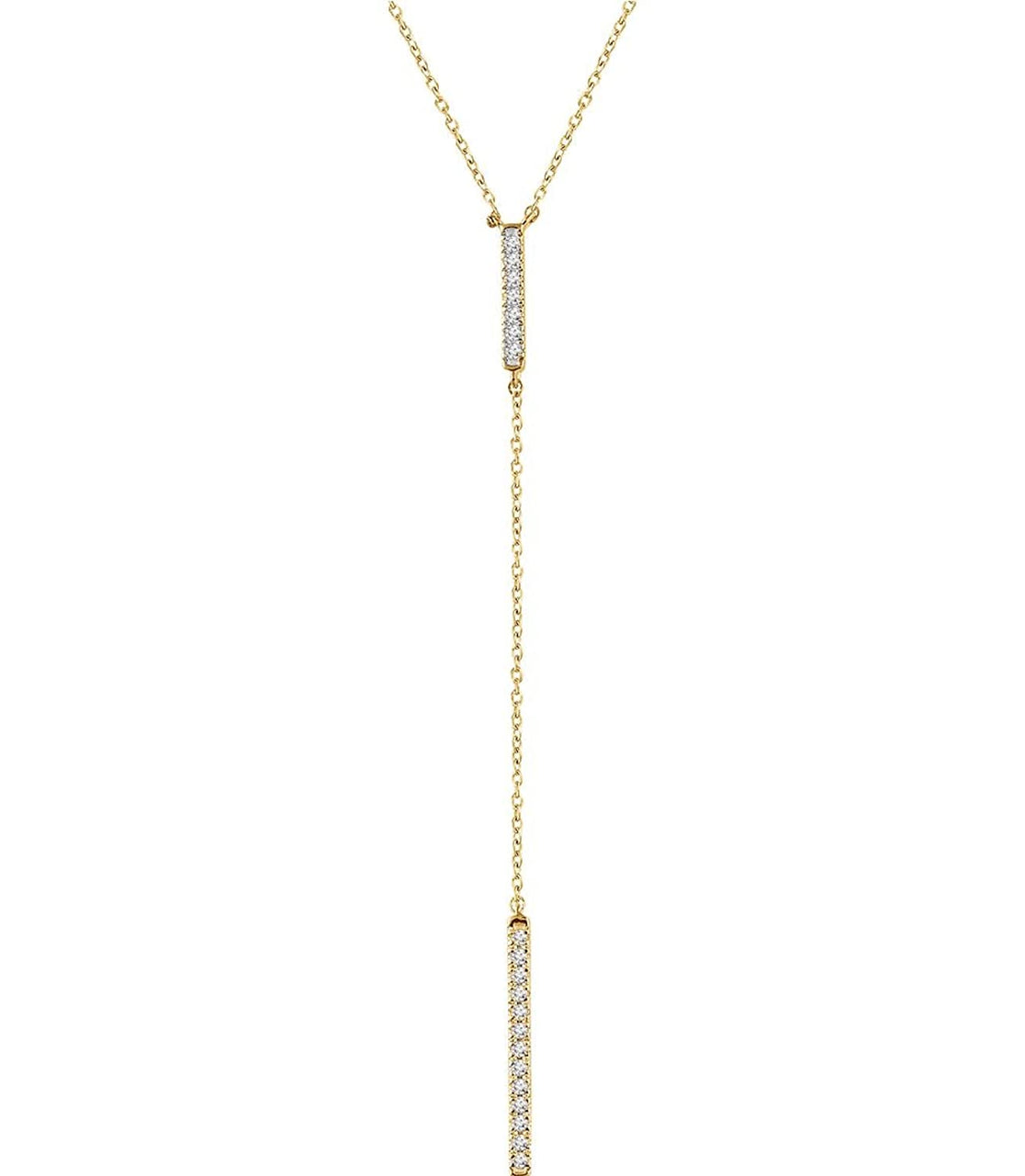Diamond Bar Y Necklace in 14k Yellow Gold, 16-18" ( 1/5 Ctw, Color H+, Clarity I1)
