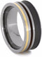 The Men's Jewelry Store (Unisex Jewelry) Whiskey Barrel Wood, 14k Yellow Gold 8mm Sandblasted Titanium Comfort-Fit Band, Size 14.75
