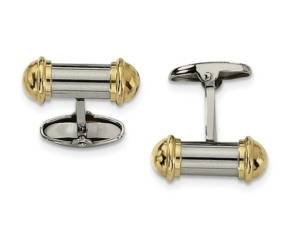 Stainless Steel Yellow IP-Plating, Toggle Back Cuff Links, 23X9MM