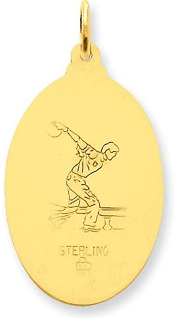 24k Gold-Plated Sterling Silver St. Christopher Bowling Medal