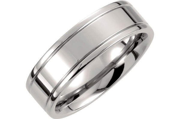Titanium 7mm Flat Ridged Comfort Fit Band