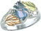 Marquise Created Aquamarine March Birthstone Ring, Sterling Silver, 12k Green and Rose Gold Black Hills Gold Motif, Size 6.25