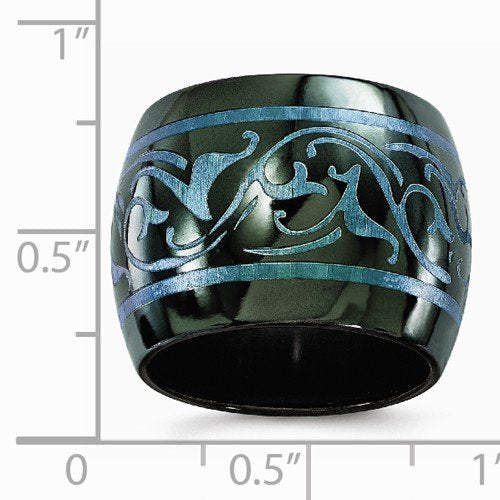 Rain Collection Black Ti Anodized Teal 16mm Domed Band