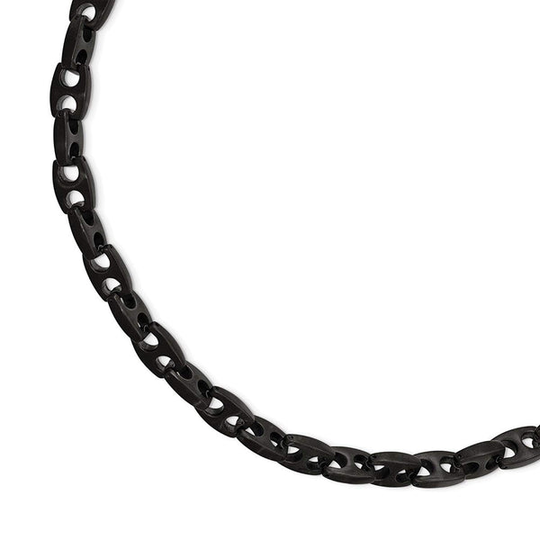 Men's Brushed Stainless Steel Black IP-Plated Link Bracelet, 9"