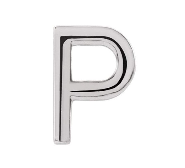 Platinum Initial Letter 'P' Stud Earring (Single Earring)