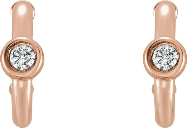 Diamond J-Hoop Earrings, 14k Rose Gold (.125 Ctw, G-H Color, I1 Clarity )