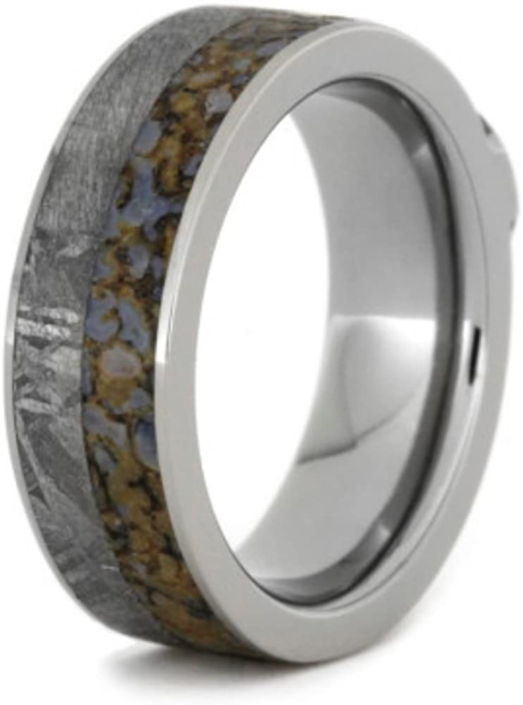 The Men's Jewelry Store Opal, Dinosaur Bone, Gibeon Meteorite 6mm Comfort-Fit Titanium Band
