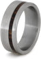 Brushed Titanium, King Wood Stripe 7mm Comfort-Fit Band