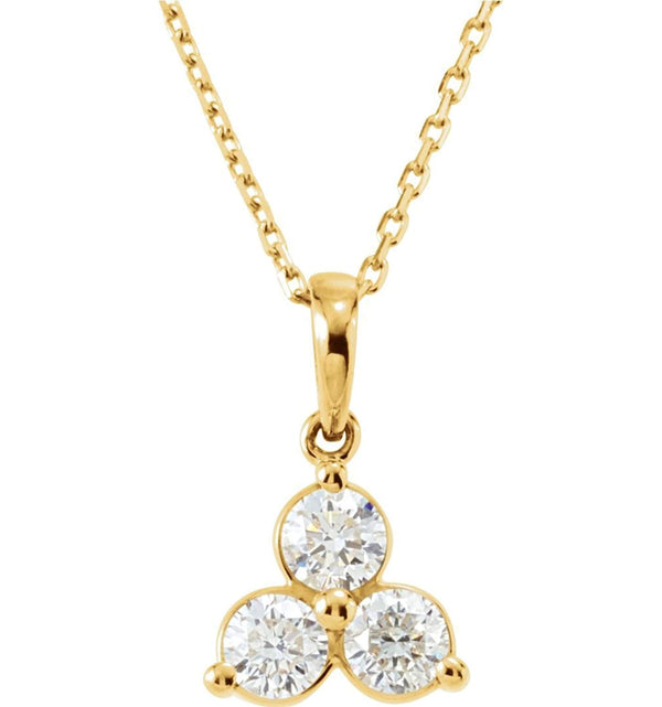 Diamond Three-Stone Pendant 14k Yellow Gold Necklace, 18" (5/8 Cttw)
