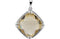 Lemon Quartz Antique Square Sterling Silver Pendant