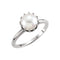 White Freshwater Cultured Pearl Crown Ring, Sterling Silver (7.00-7.50mm)
