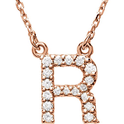 14k Rose Gold Diamond Initial 'R' 1/6 Cttw Necklace, 16" (GH Color, I1 Clarity)