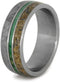 The Men's Jewelry Store (Unisex Jewelry) Gibeon Meteorite, Green Box Elder Burl Wood, Dinosaur Bone 8mm Comfort-Fit Matte Titanium Wedding Band
