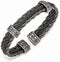 Men's Brushed Matte 6/4 Titanium and Black Titanium Memory Cable Triple Strand Cuff Bracelet, 7"