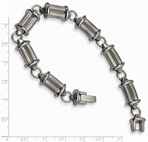 Men's Brushed Grey Titanium 11mm Link Bracelet, 9 Inches