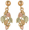 Dangling Grape Leaf Earrings, 10k Yellow Gold, 12k Green and Rose Gold Black Hills Gold Motif