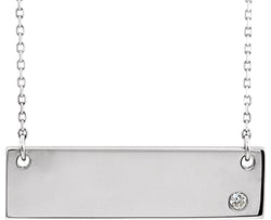 Diamond Bar Necklace, Rhodium-Plated 14k White Gold 18" (.03 Ct, Color G-H, I1 Clarity)