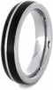 Dark Brazilian Rosewood 4.5mm Comfort-Fit Grooved and Sandblast Titanium Wedding Band, Size 5.25