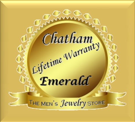 Platinum Chatham Created Emerald Beaded Ring, Size 7.25