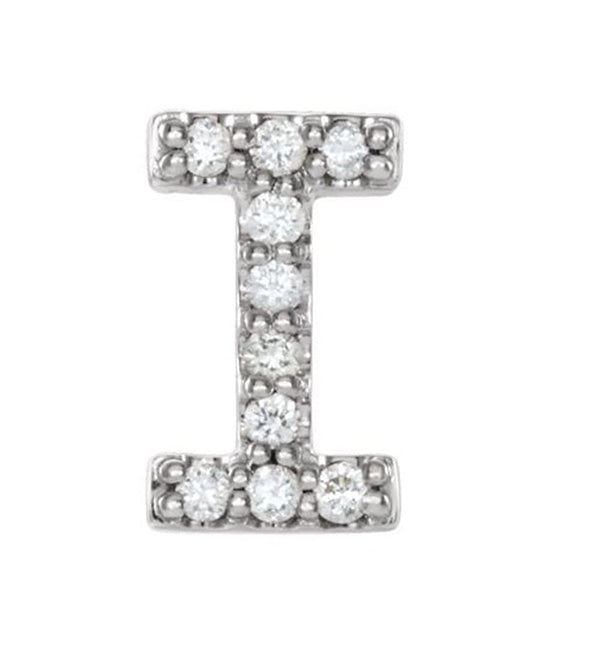 Rhodium-Plated 14k White Gold Diamond Letter 'I' Initial Stud Earring (Single Earring) (.04 Ctw, GH Color, I1 Clarity)