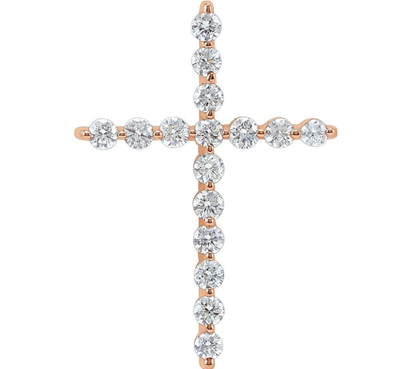 Diamond Cross 14k Rose Gold Pendant (.33 Ctw, G-H Color, I1 Clarity)
