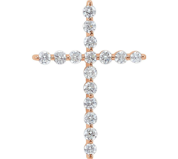Diamond Cross 14k Rose Gold Pendant (.5 Ctw, G-H Color, I1 Clarity)