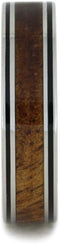 Dinosaur Bone, Gibeon Meteorite, Red Stripe 8mm Comfort-Fit Titanium Band, Size 11.25