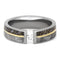 Tension Set Diamond, Gibeon Meteorite, Dinosaur Bone, 14k Yellow Gold 8mm Comfort-Fit Titanium Band