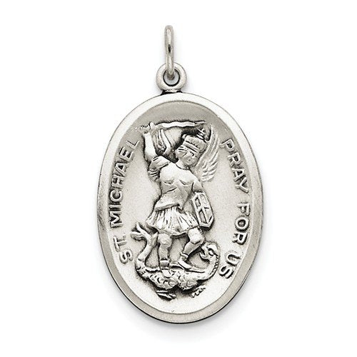Sterling Silver Saint Michael Medal Charm Pendant (35X20 MM)