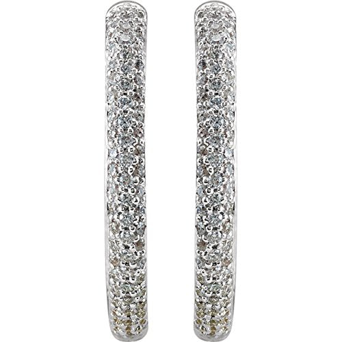 Diamond Inside-Outside Hoop Earrings, 18K White Gold (1 Ctw, Color GH , Clarity SI1)