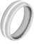 Men's Satin Titanium, Sterling Silver Inlay 7mm Comfort-Fit Band, Size 9