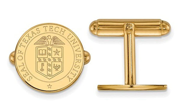 14K Yellow Gold Texas Tech University Crest Cuff Links, 15MM
