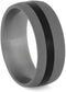 The Men's Jewelry Store (Unisex Jewelry) Black Ebony Wood, Sandblasted Titanium 9mm Comfort-Fit Band, Size 6.5