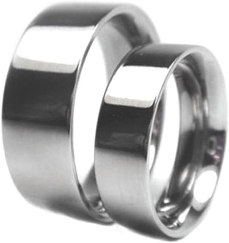 Titanium Wedding Flat Ring, His and Hers Wedding Band Set, M12-F7
