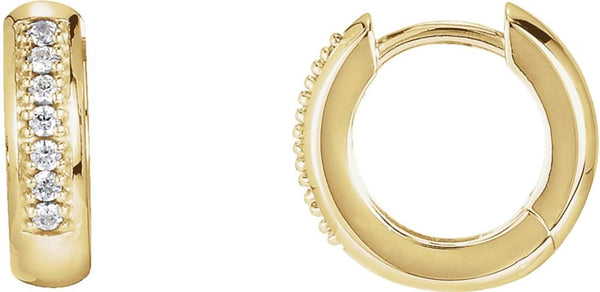Diamond Hoop Earrings, 14k Yellow Gold (.07 Ctw, Color G-H, Clarity I1)