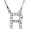 Diamond Initial 'R' Rhodium Plate 14K White Gold (1/6 Cttw, GH Color, l1 Clarity), 16.25"