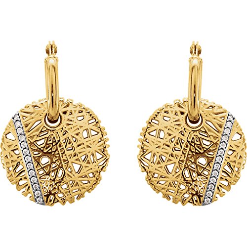 Diamond Nest Hoop Earrings, 14k Yellow Gold (1/8 Ctw, Color G-H, Clarity I1)