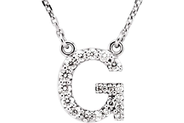 Diamond Initial 'G' Rhodium Plate 14K White Gold (1/6 Cttw, GH Color, l1 Clarity), 16.25"