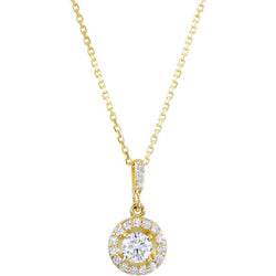 Diamond Halo Round Pendant Necklace in 14k Yellow Gold, 18" (1/2 Cttw)
