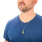 Men's Two-Tone CZ Dog Tag with Cross Pendant Necklace, Stainless Steel, 24"