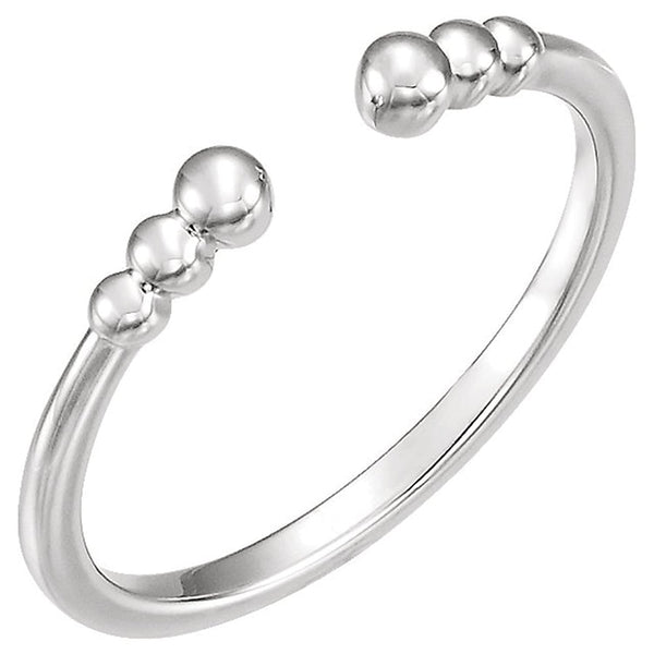 Graduated Beaded Ring, Rhodium-Plated 14k White Gold, Size 6.75