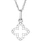 Petite Diamond Quatrefoil Cross Rhodium-Plated 14k White Gold Necklace, 16" (.07 Cttw, HI Color, I1 Clarity)