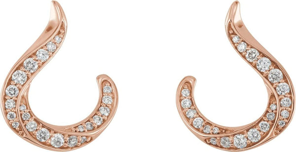 Diamond Crescent Earrings, 14k Rose Gold (.375 Ctw, GH Color, I1 Clarity)