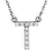 Diamond Initial 'T' Rhodium Plate 14K White Gold (1/10 Cttw, GH Color, I1 Clarity), 16.25"