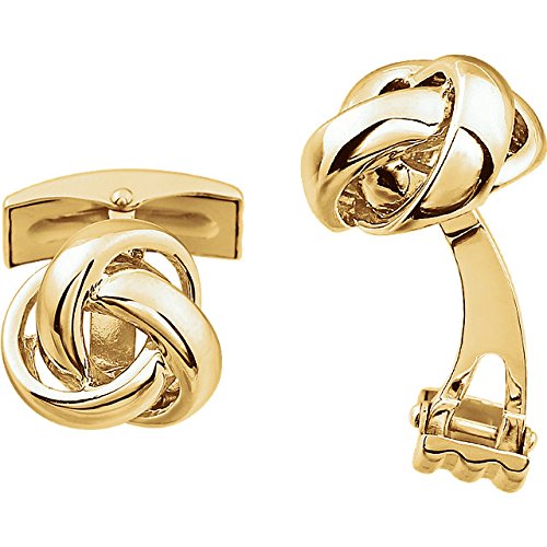 Love Knot High Polished 14k Yellow Gold Cuff Links, 14MM