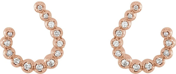 Diamond Crescent J-Hoop Earrings, 14k Rose Gold (.25 Ctw, GH Color, I1 Clarity)