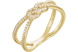 Diamond Knot Comfort-Fit Ring, 14k Yellow Gold (1/5 Ctw, Color G-H, Clarity I1 ), Size 7