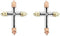 Ave 369 Antiquing with Beveled Edge Cross Earrings, Sterling Silver, 12k Green and Rose Gold Black Hills Gold Motif