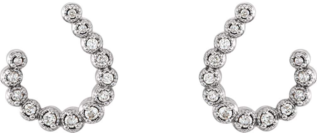 Platinum Diamond Crescent J-Hoop Earrings (.25 Ctw, GH Color, SI2-SI3 Clarity)